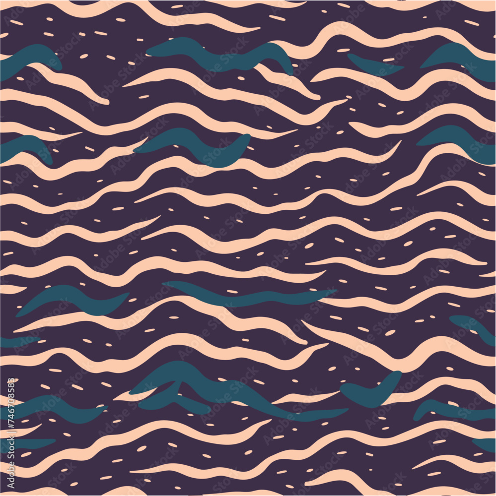 Seamless background pattern with pattern. Vector Animal print. Seamless pattern with hand-drawn water ripples. Vector illustration. COVER DESIGN, POSTER. Abstract wavy ocean background.