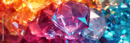 Abstract vibrant crystals with a dynamic bokeh effect in a vivid, colorful composition.