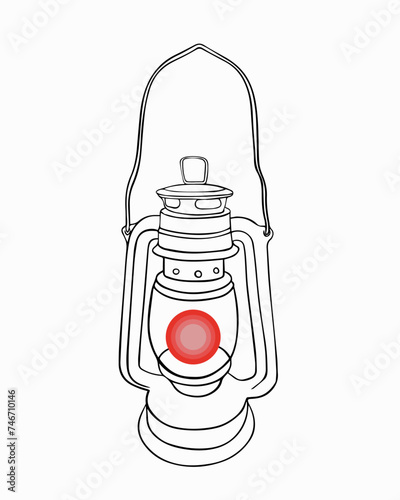 Vector isolated illustration of a kerosene flashlight.