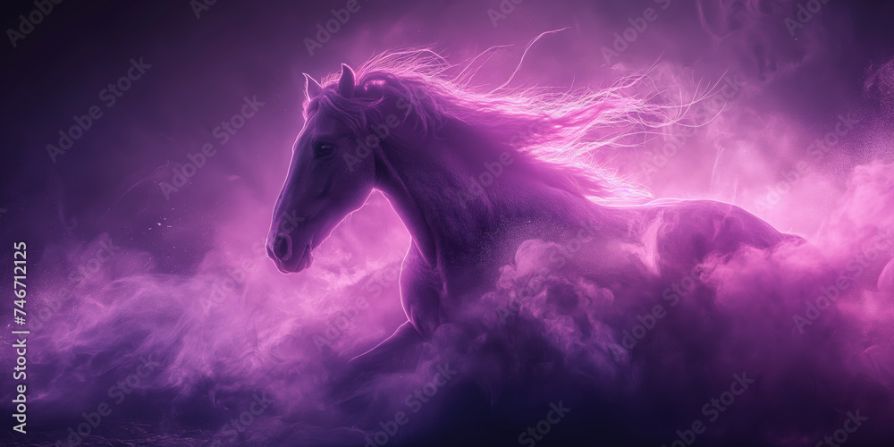Pferd mit lila Farbe - obrazy, fototapety, plakaty 