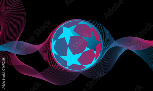 Modern soccer background. Futuristic soccer ball design with star pattern and lines stripes element. Soccer football design for poster, banner and backdrop