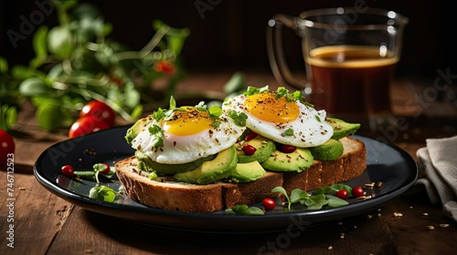 egg sandwish with avocado, generative ai photo