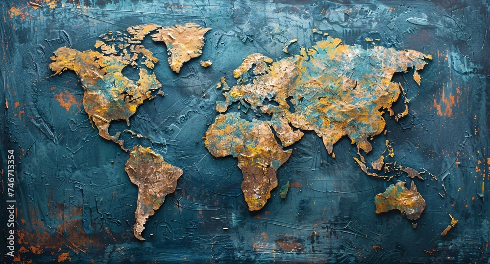 3D world map illustration 3D world map illustration