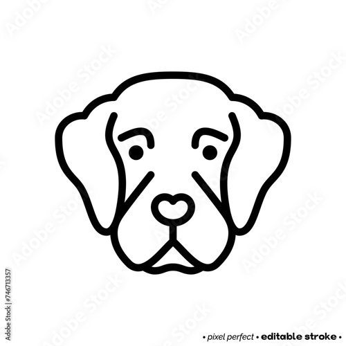 Golden retriever head thin line icon. Dog breed. Editable stroke. Vector illustration.