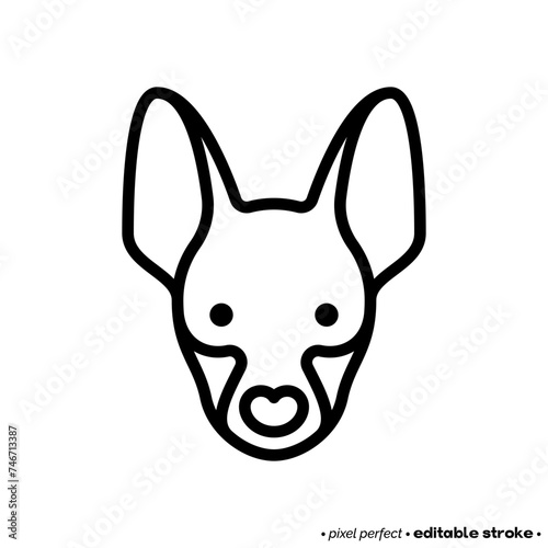 Pinscher head thin line icon. Dog breed. Editable stroke. Vector illustration. © AlexBlogoodf