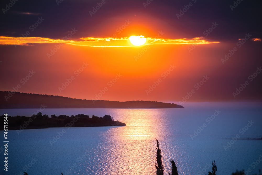 Golyazi Village in Uluabat Lake at Sunset, Bursa, Turkey