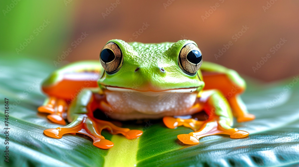 green frog on leaf in the jungle green frog on leaf in the jungle