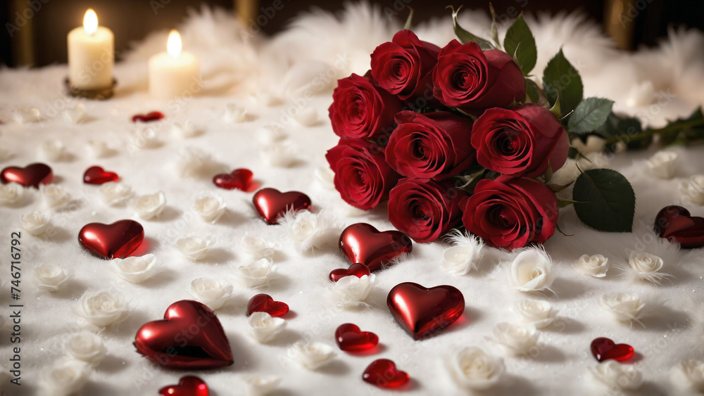 Liebevolle Herzensmomente: Rosenarrangement mit Herzen