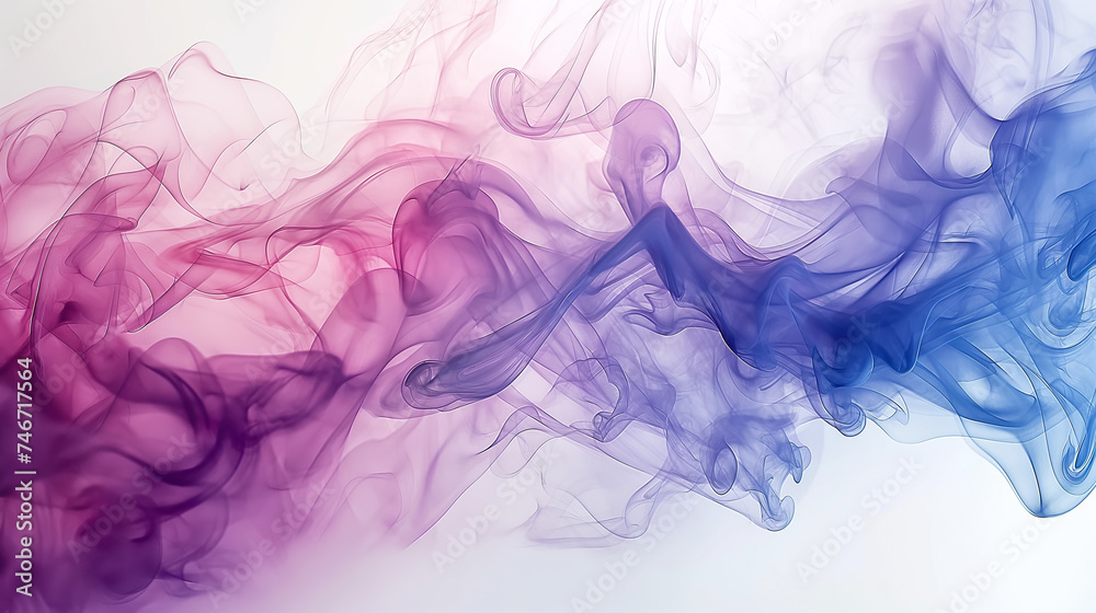 Abstract Smoke Waves in Blue and Pink Gradient on White Background