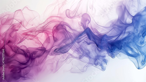 Abstract Smoke Waves in Blue and Pink Gradient on White Background