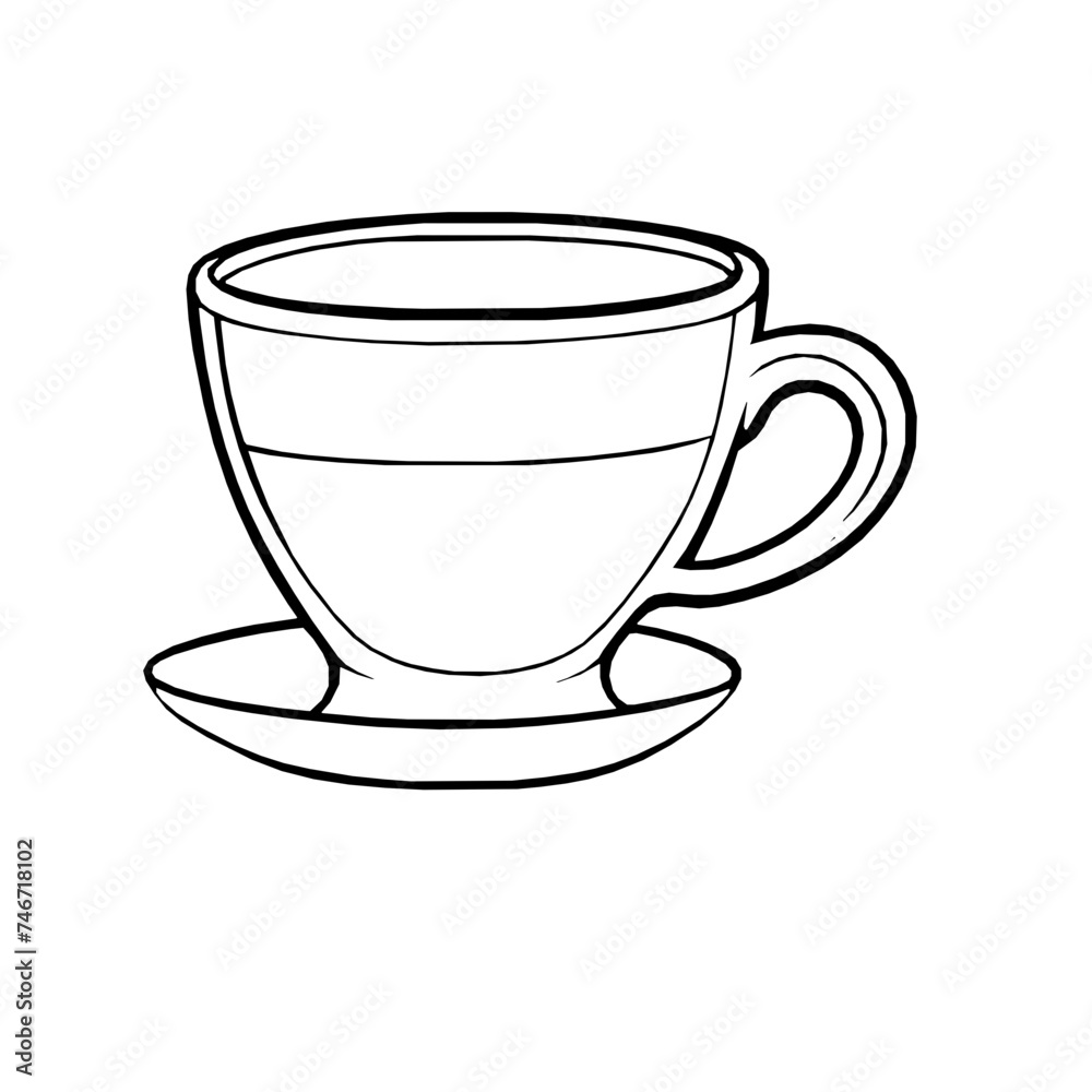 Coffee Cup SVG Black and White Illustration Art Generative AI