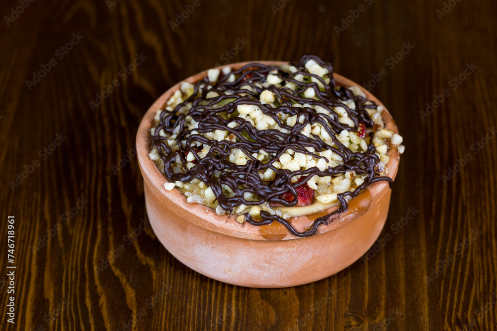 Mix Turkish dessert baked rice pudding, Sutlac. Mix Turkish dessert baked rice pudding, Sutlac.