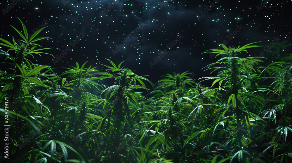 Hemp plantation under the starry sky Hemp plantation under the starry sky