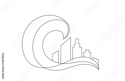 Tsunami. City. One line