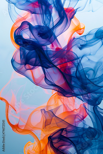 Vibrant Blue and Purple Ink Swirls in Liquid Abstract Art created with Generative AI technology