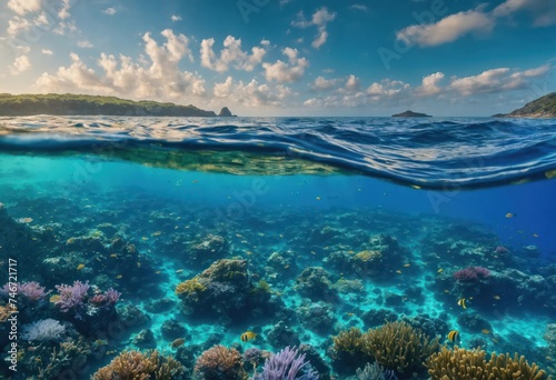 Seabed and water on the surface. concept ocean, tourism, vacation