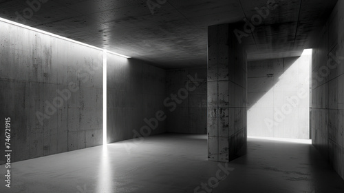 Chilling Abandoned Warehouse Interior, Moody Atmosphere created with Generative AI technology