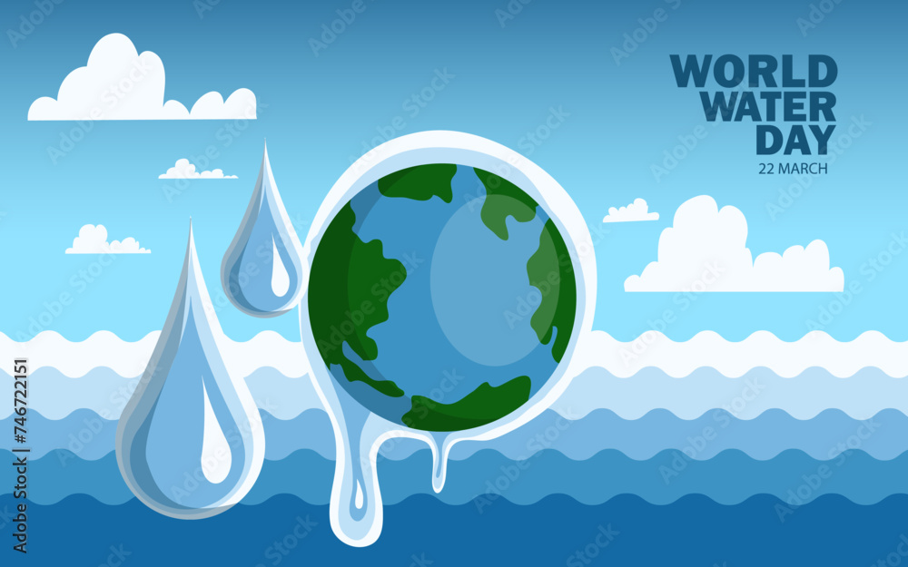 Naklejka premium world water day background , greeting card or poster for campaign save water
