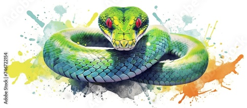 3d vector illustration of a very venomous but docile big Snake cartoon character photo