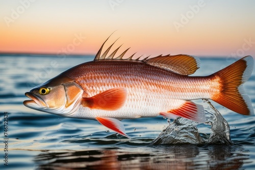 a high quality stock photograph of a single red drum redfish fish isolated on transparent background