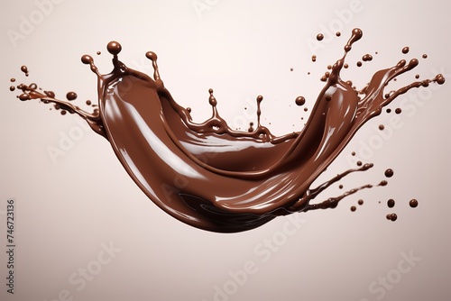 splash of brownish hot coffee or chocolate isolated on light background