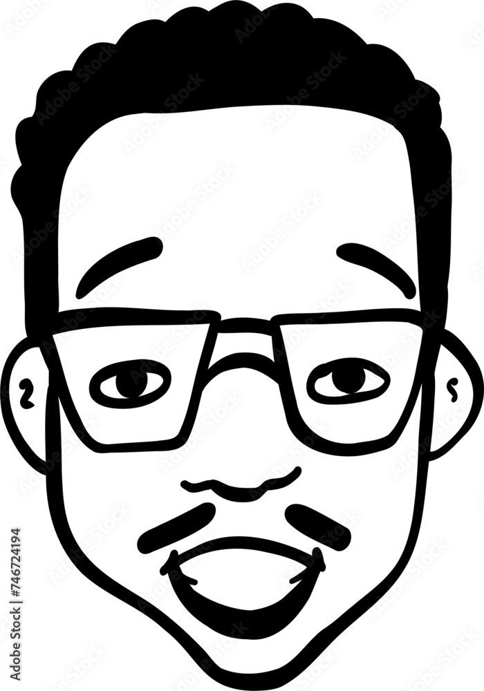 Character smiling Afro American man different age and ethnicity. Young and aged, diverse. Vector outline illustration, linear, thin line, hand drawn sketch, doodle Character smiling Afro American man different age and ethnicity. Young and aged, diverse. Vector outline illustration, linear, thin line, hand drawn sketch, doodle