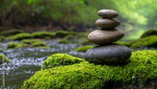Balanced Rock Zen Stack. Stack of zen stones on nature background