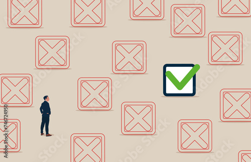 Smart businessman finding new business deal, agreement, contract. Opportunities, decisions, new ideas. Vector illustration concept.