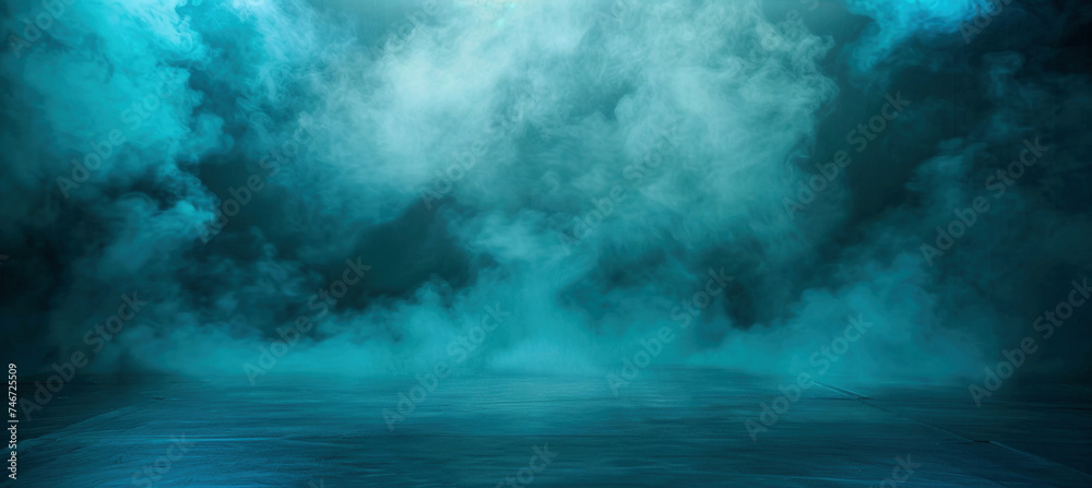 Mysterious Blue Smoke Covering Darkness in Moody Scenery