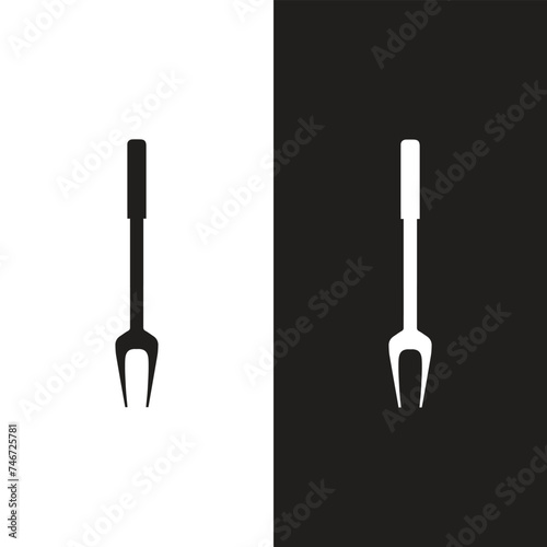 Spatula and fork icon. BBQ and grill tools. Barbecue utensil. Vector illustration.