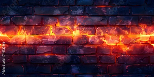 neon brick wall Atomic Orange color seamless background. Concept Neon, Brick Wall, Atomic Orange, Seamless Background, Color scheme