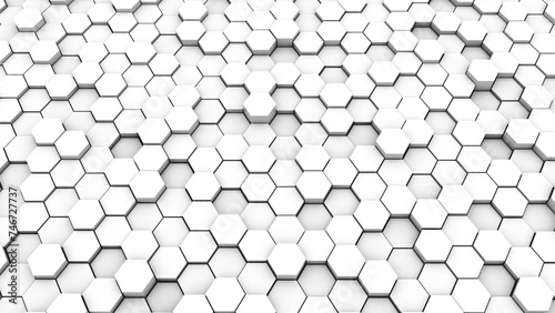 Fototapeta Naklejka Na Ścianę i Meble -  Abstract white Hexagonal. Computer generated 3d render