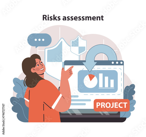 Risk Assessment in Project Management. A manager evaluates potential project hazards. © inspiring.team