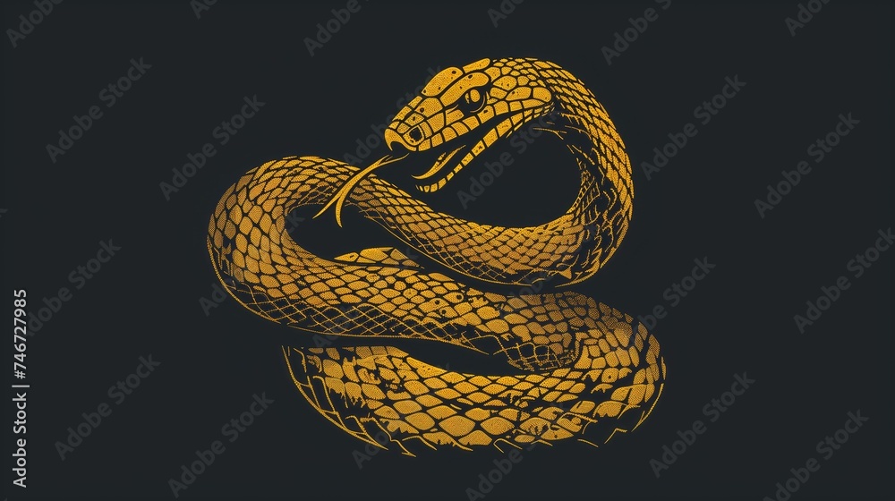 Fototapeta premium A fierce rattlesnake logo coiled and ready to strike, representing cunning and precision. generated AI