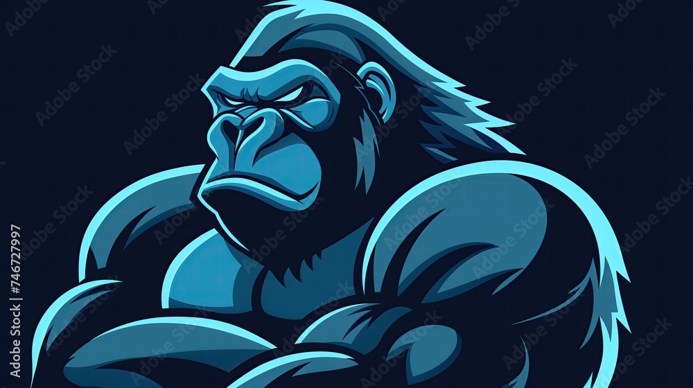 A formidable gorilla logo beating its chest in a display of strength and dominance, symbolizing power and authority. generated AI A formidable gorilla logo beating its chest in a display of strength and dominance, symbolizing power and authority. generated AI