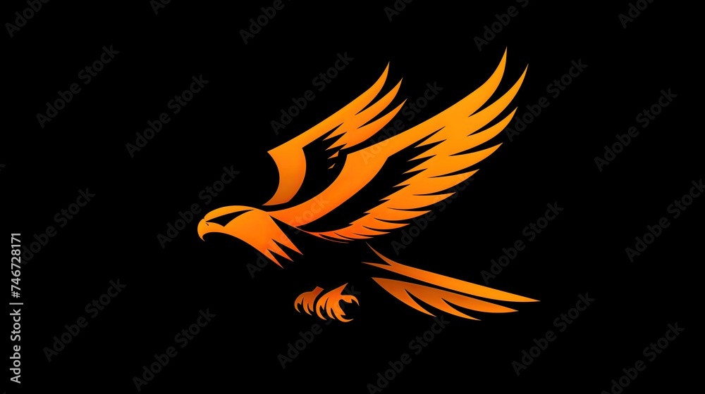 Obraz premium A predatory hawk logo swooping down from the sky, representing keen vision and swift action. ganerated AI