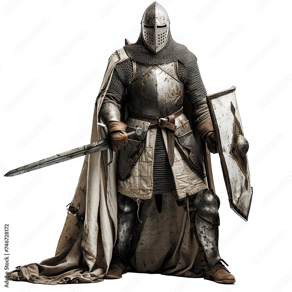 Knight isolated on white or transparent background generative ai Knight isolated on white or transparent background generative ai