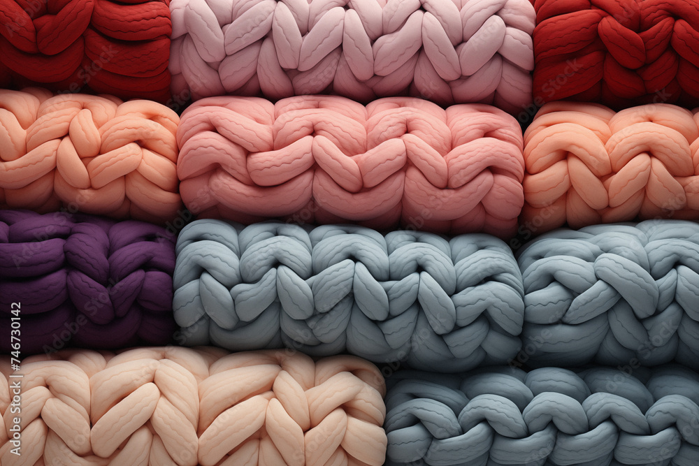 Obraz premium close up of salmon colored soft cotton braided fabric