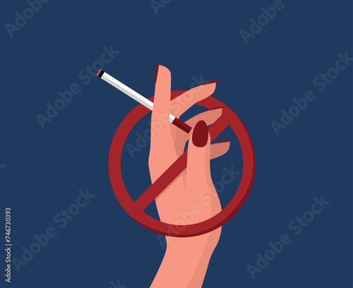 Stop smoking concept, woman hand is refusing to smoke of cigarette, world no tobacco day in May, no smoking or quit smoking concept, health concept.