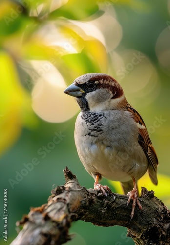 House Sparrow Perched on Branch