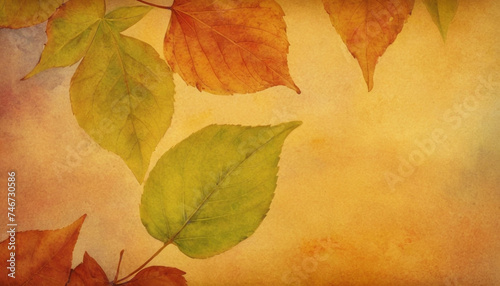watercolor pastel vintage autumn leaves background © Alla