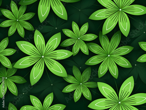 Green simple groovy flowers seamless pattern illustration background  