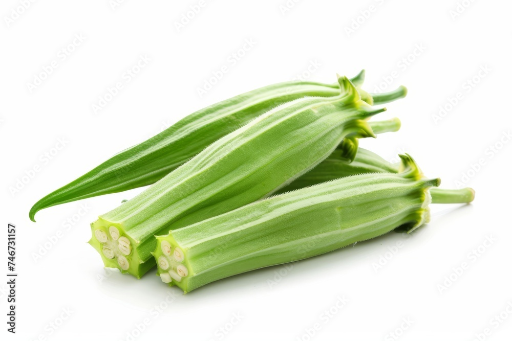Chinese okra, isolated on white background Chinese okra, isolated on white background