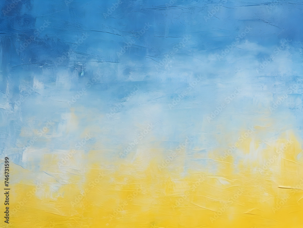 Abstract blue and yellow grey brush oil painting style texture background