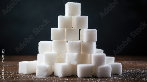 A mountain of cubes of refined cane sugar