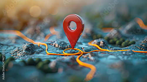 Map pointer and location icon or map navigation icon