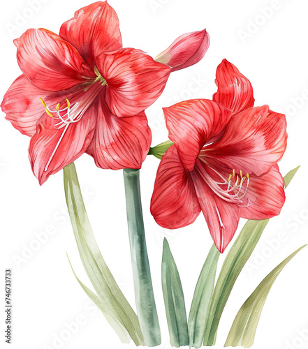amaryllis , watercolor flowers, watercolor illustration