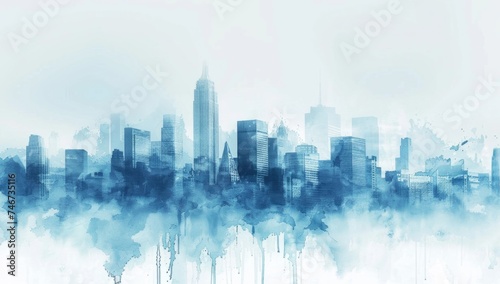 watercolor sketch city buildings background abstract painting Generative AI photo