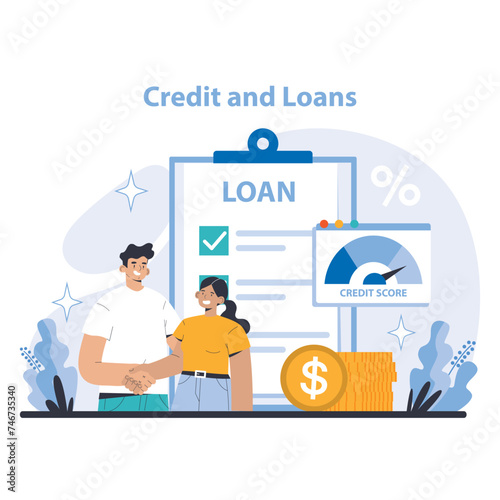 Bank services concept. Flat vector illustration.