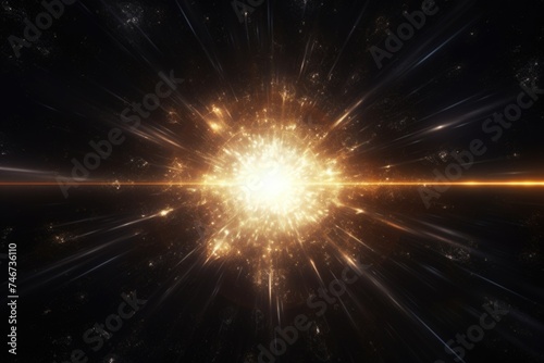 A spectacular supernova burst with golden sparks radiating outward